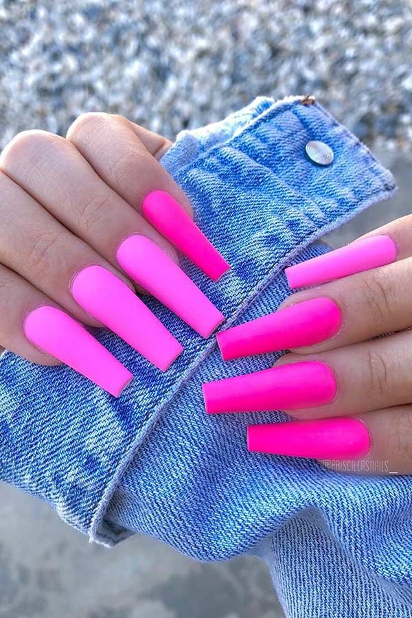 The top hot pink nails, neon pink nails, hot pink nail designs, and neon pink nail designs