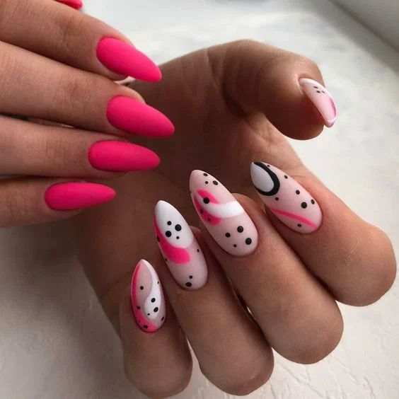 The top hot pink nails, neon pink nails, hot pink nail designs, and neon pink nail designs