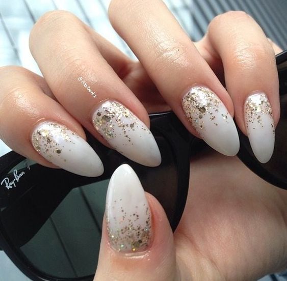 black white and gold nails