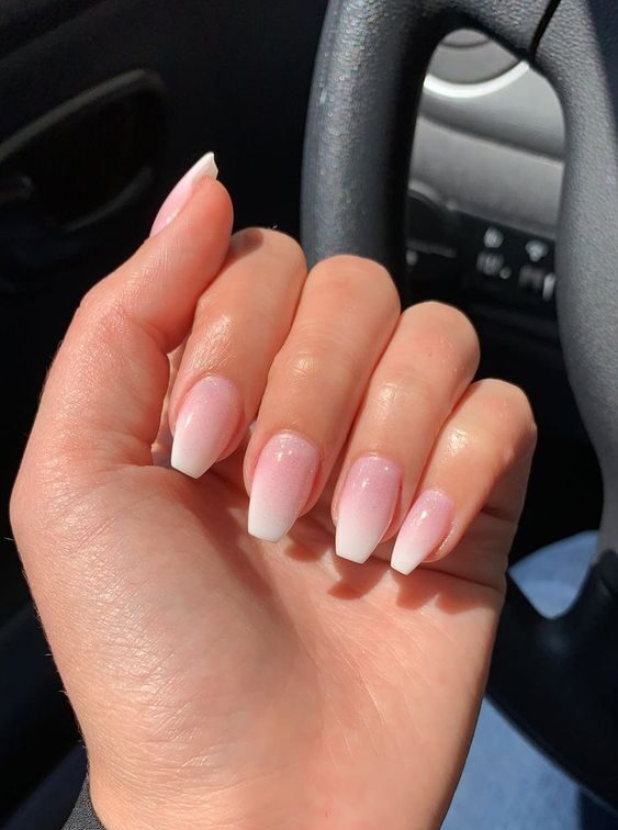 light pink coffin nails short