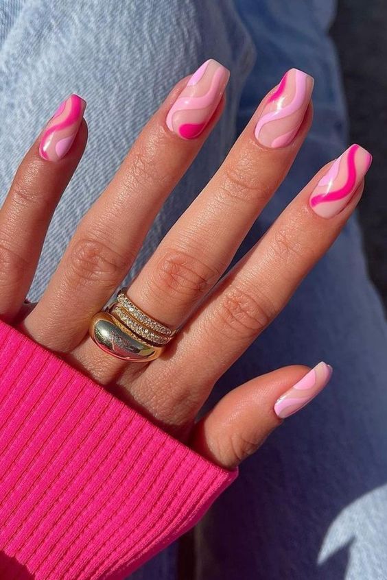 light pink dark pink nails