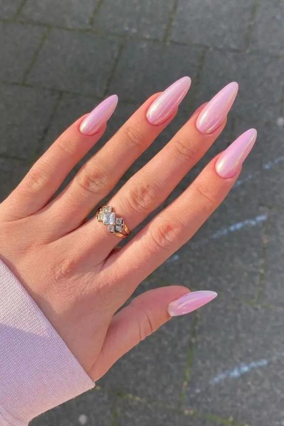 light pink nails long