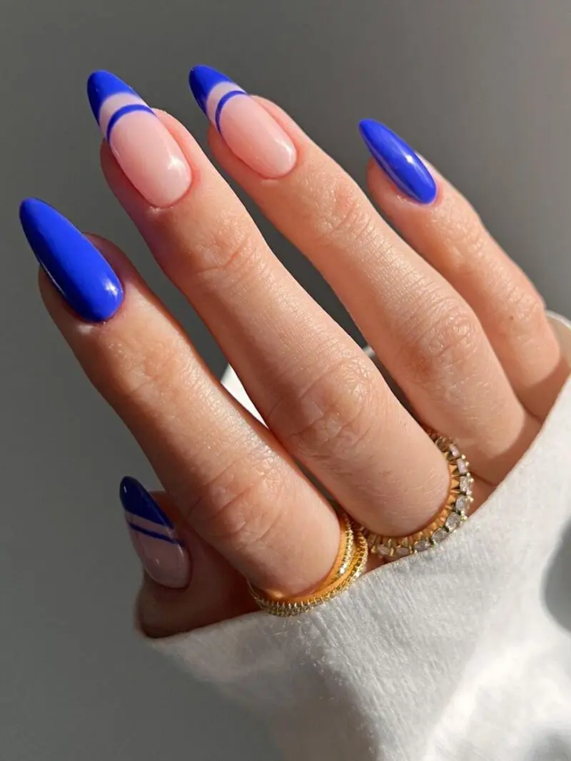 Press On Nails UK -Aroura- Coffin Nails Royal Blue Gloss/Matte finish –  Youaregoldbeauty