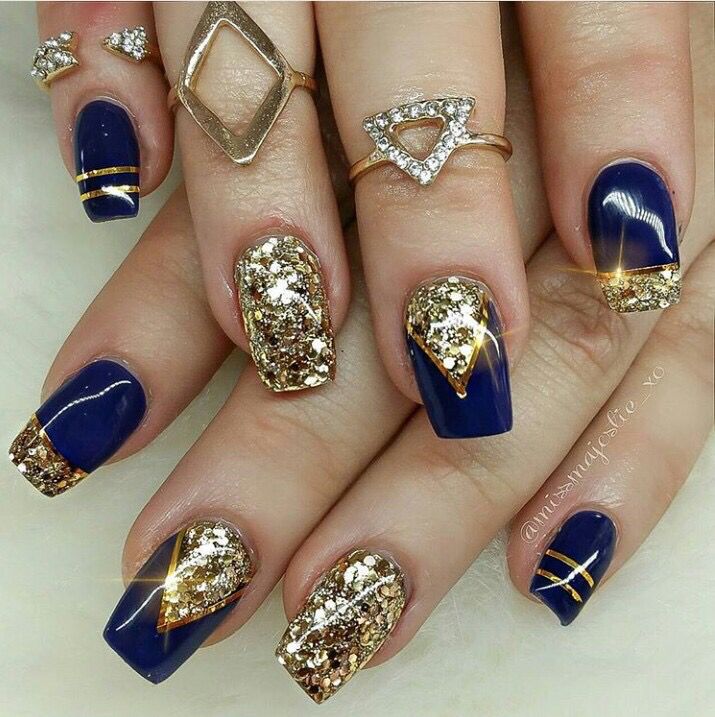 72 Navy blue nail art ideas | nail art, pretty nails, nail designs