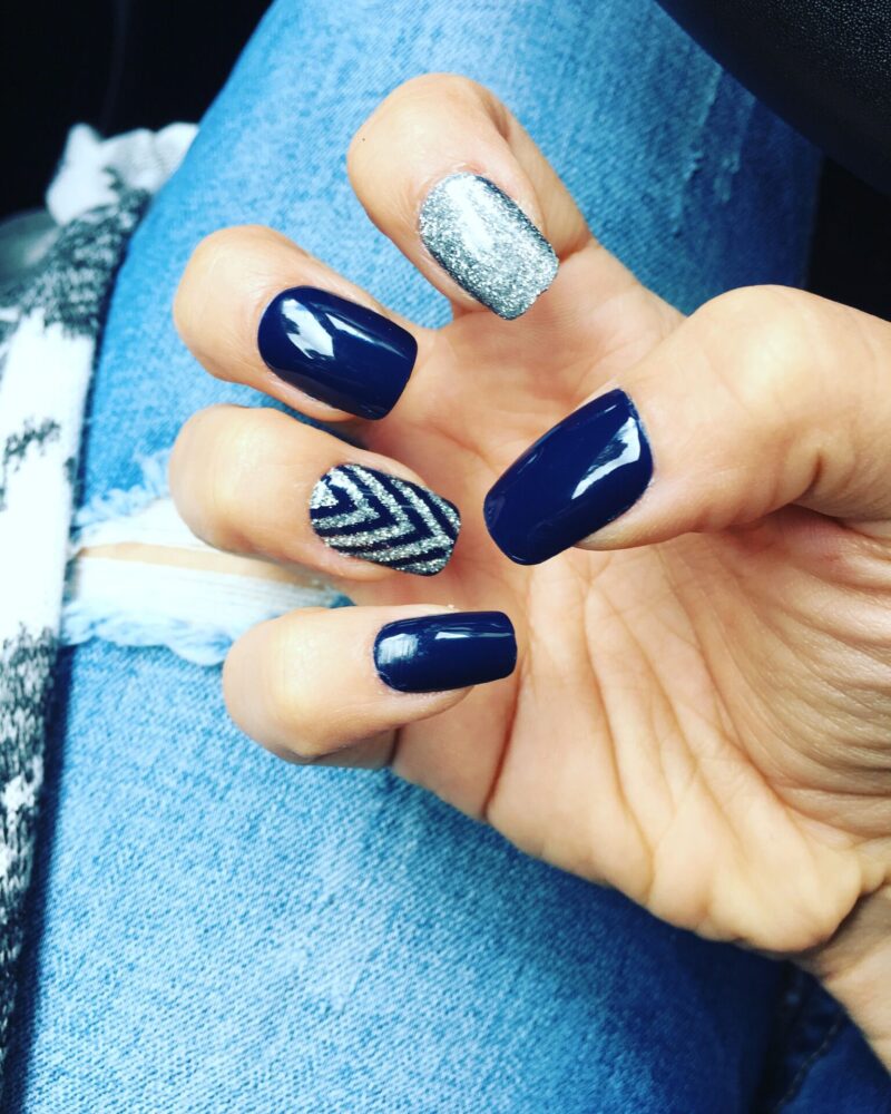 Navy Blue & Dark Orange with White Diagonal Stripe Nail Wraps