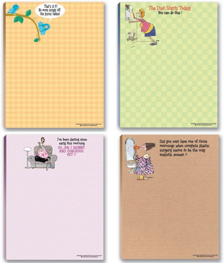 4 Assorted Funny Note Pads