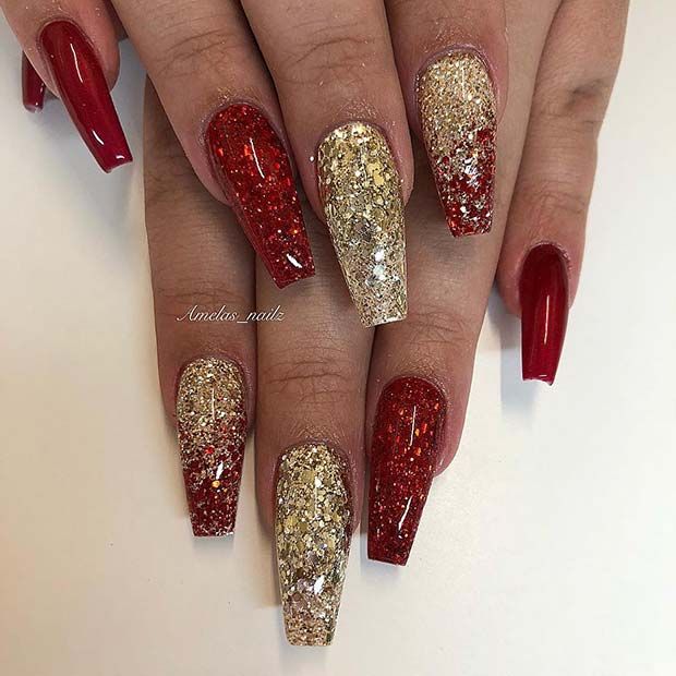 The top red and gold nails designs to try