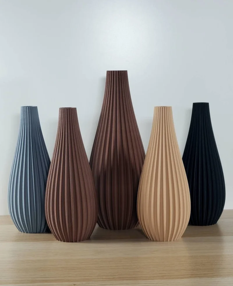 Earth Tone Matte Rippled Bud Vase