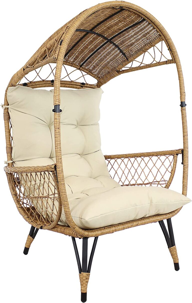 Sunnydaze Shaded Comfort Wicker Outdoor Egg Chair