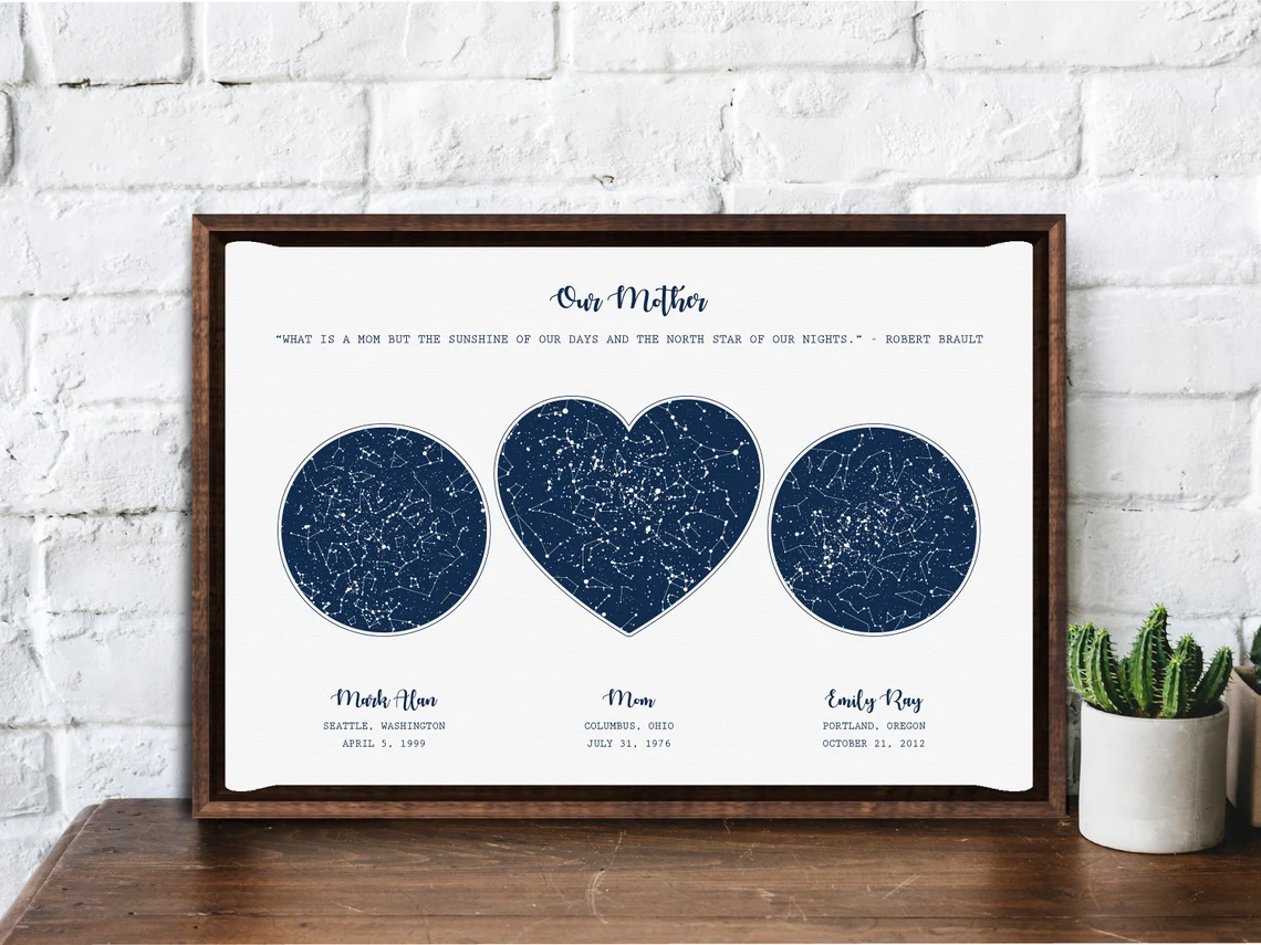 Three Night Sky Star Maps