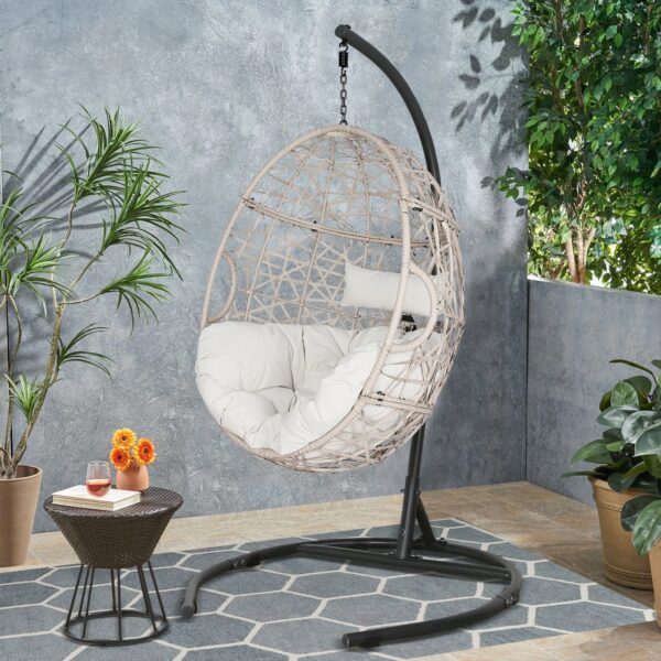 Ulax furniture Indoor Outdoor Wicker Hanging Basket Swing Chair Tear ...