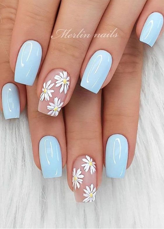 Baby blue nails and baby blue nail designs