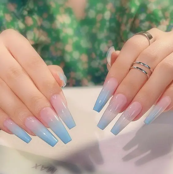 These Will Be the Most Popular Nail Art Designs of 2021 : Ombre baby blue  glam nails