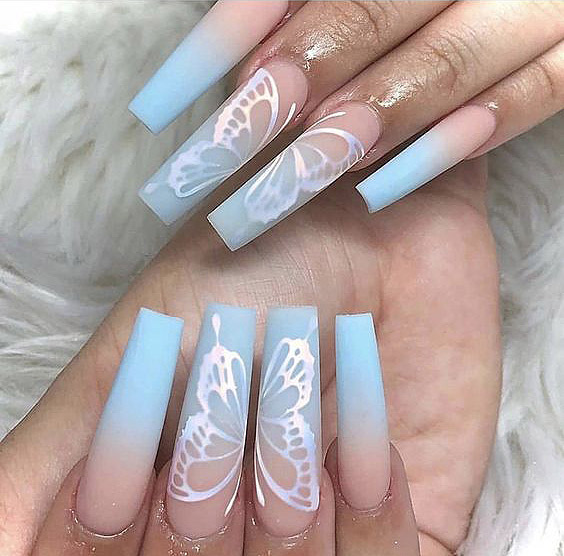 Baby blue nails and baby blue nail designs