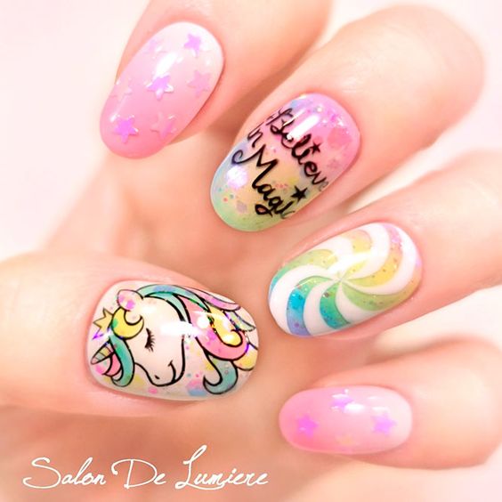 Unicorn nails and unicorn nail designs to try