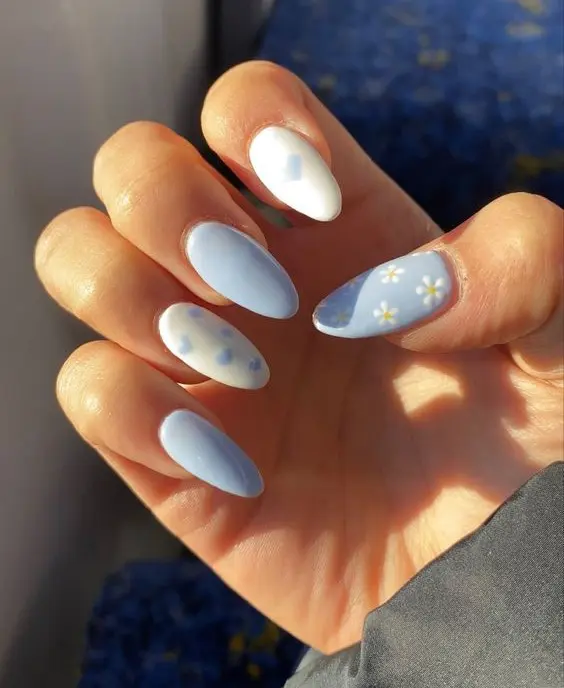 Baby blue nails and baby blue nail designs