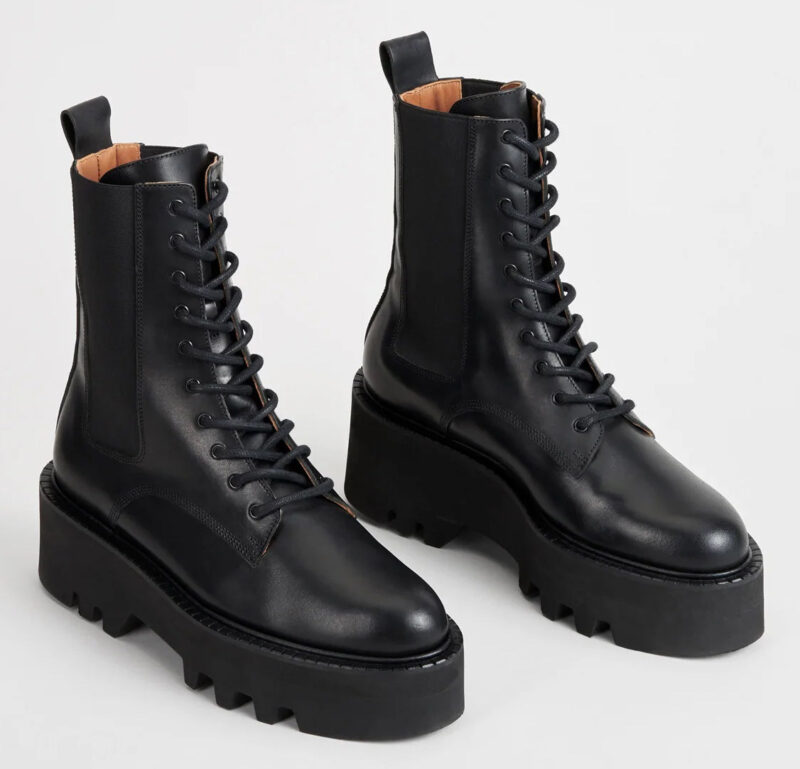 Designer combat boots to buy right now: PESARO Black Leather Combat Boots