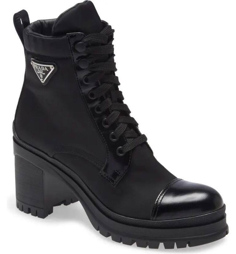 report block heel combat boot