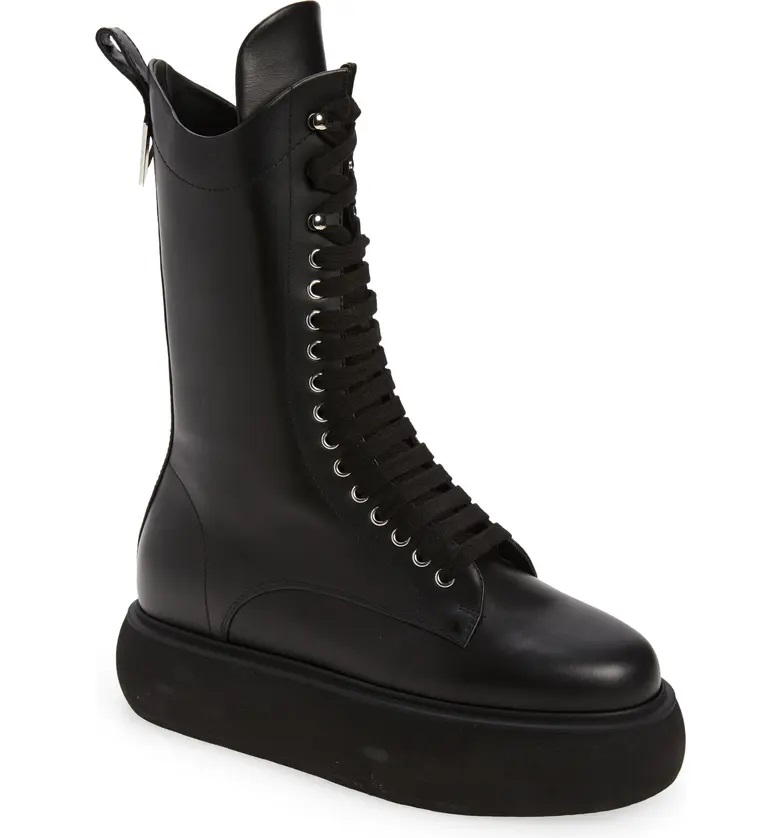 Designer combat boots to buy right now: THE ATTICO Selene Leather Platform Ankle Boots