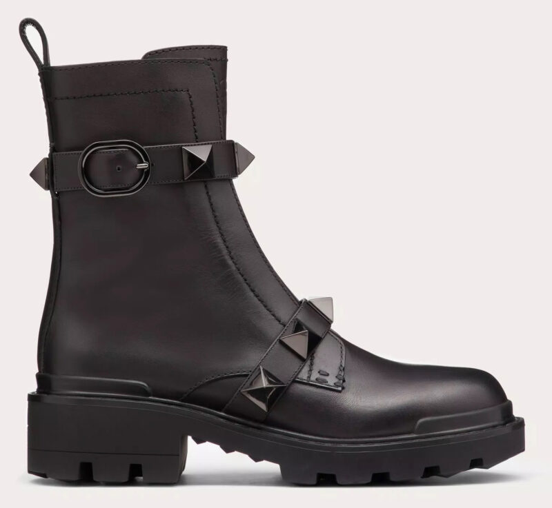 Designer combat boots to buy right now: VALENTINO GARAVANI Roman Stud Calfskin Combat Boots