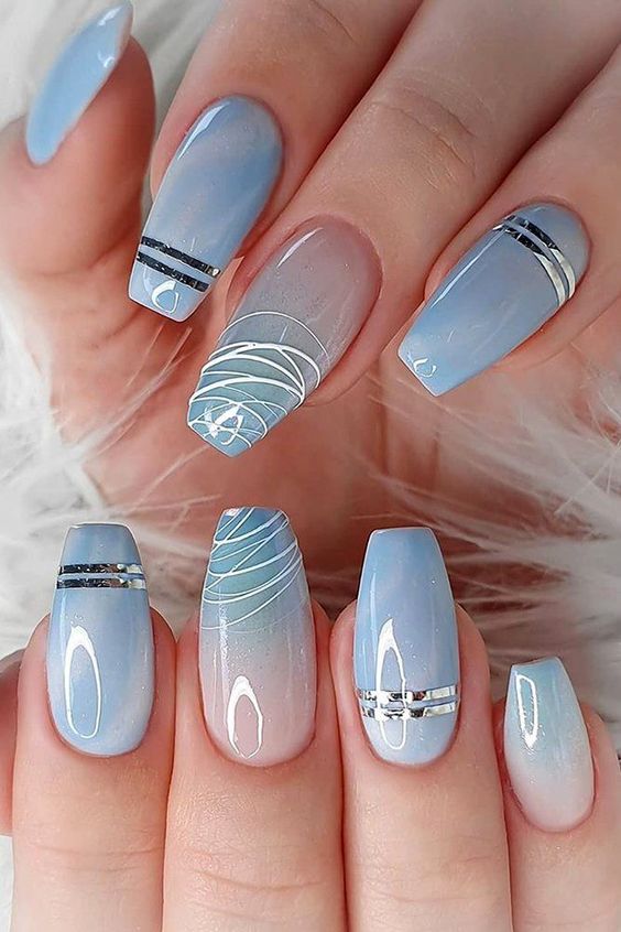 Baby blue nails and baby blue nail designs