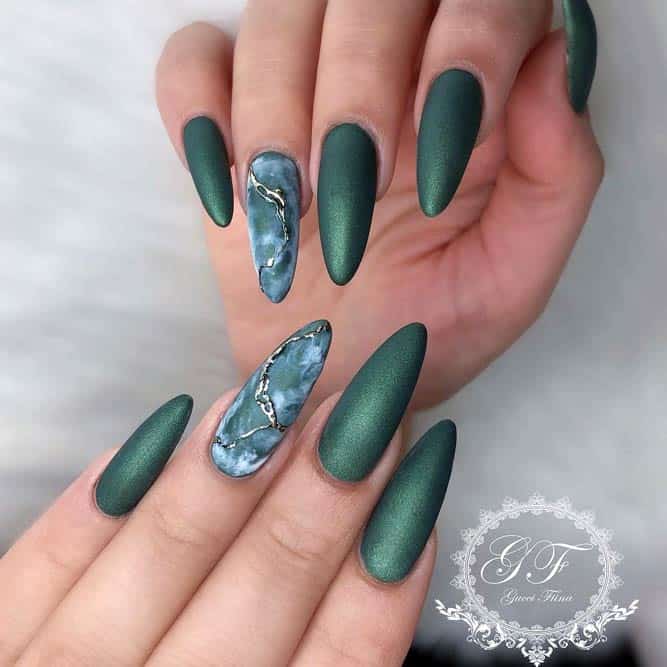 Dark Green Nails - Temu