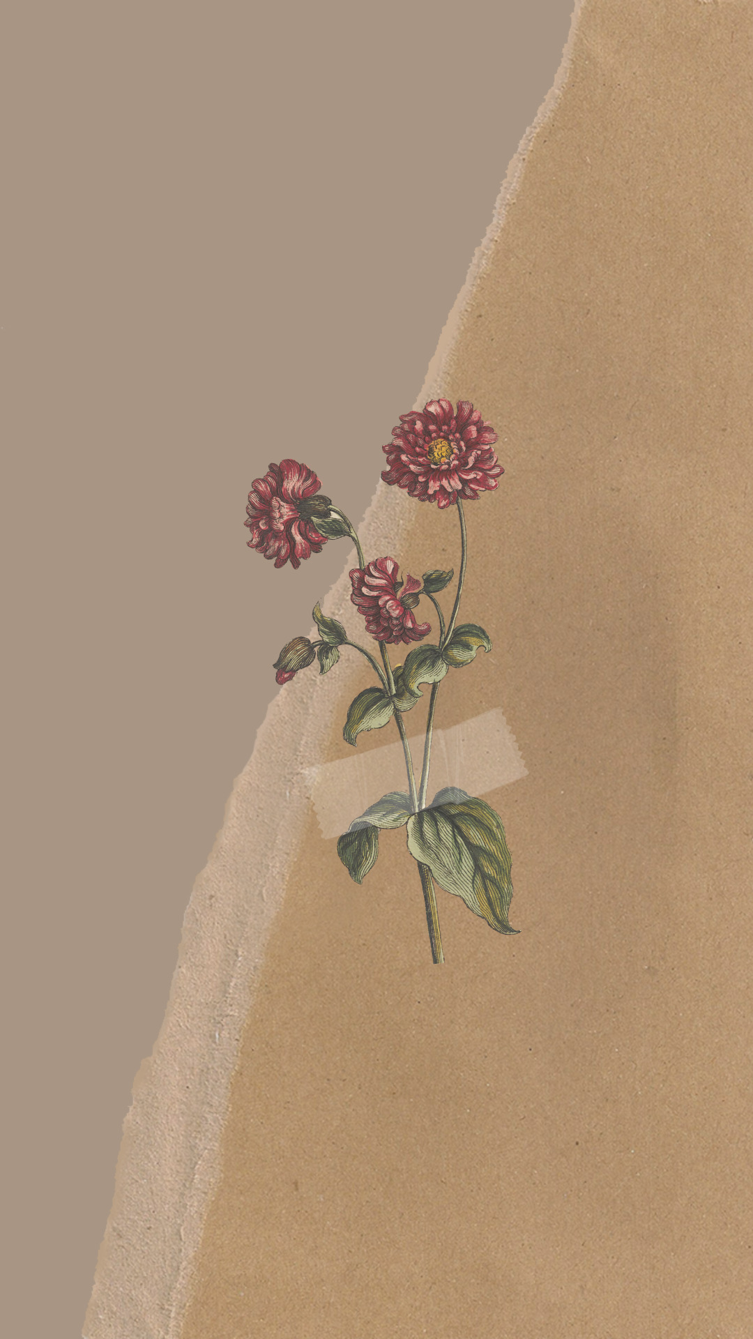 Brown Vintage Flower Phone Wallpaper