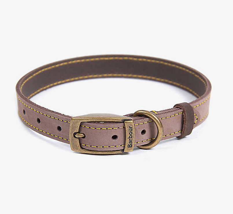 Chic designer dog collars to shop for your pup: BARBOUR Leather And Brass Dog Collar