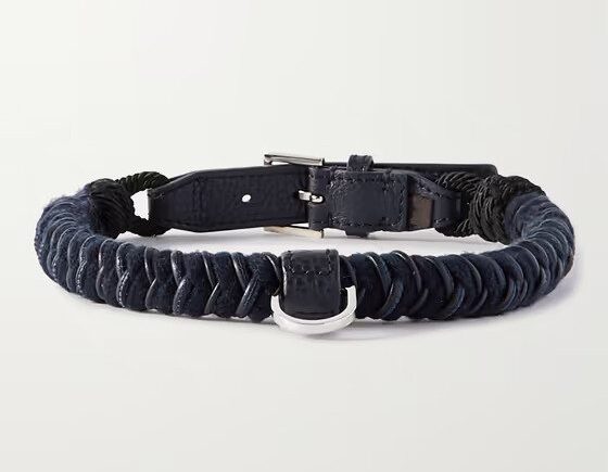 Chic designer dog collars to shop for your pup: LORO PIANA Scooby Large Woven Cord and Leather Dog Collar