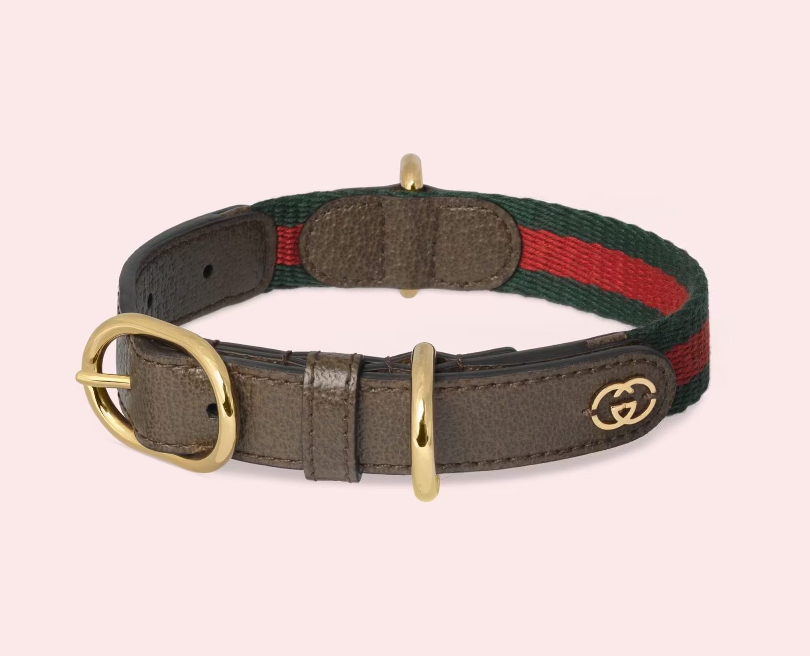 Chic designer dog collars to shop for your pup: GUCCI Brown Demetra Pet Collar