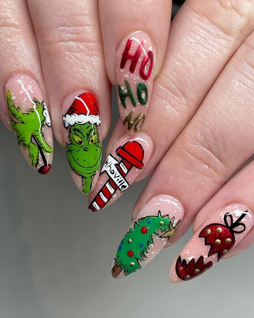 christmas acrylic nails