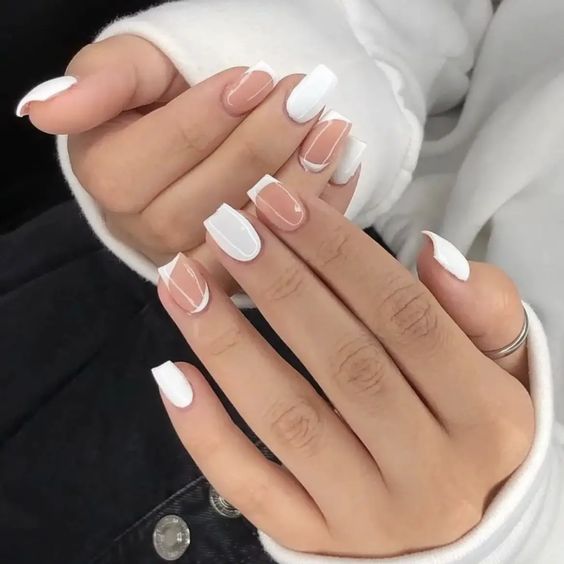 White valentine's nails